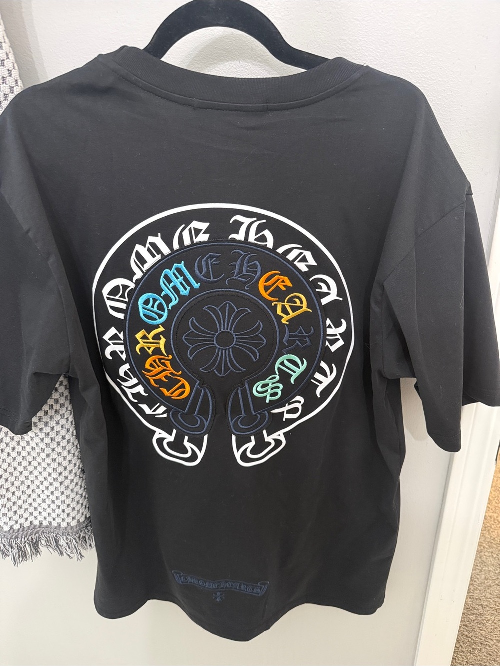 Chrome Hearts Black Tee with Multicolor Emblem